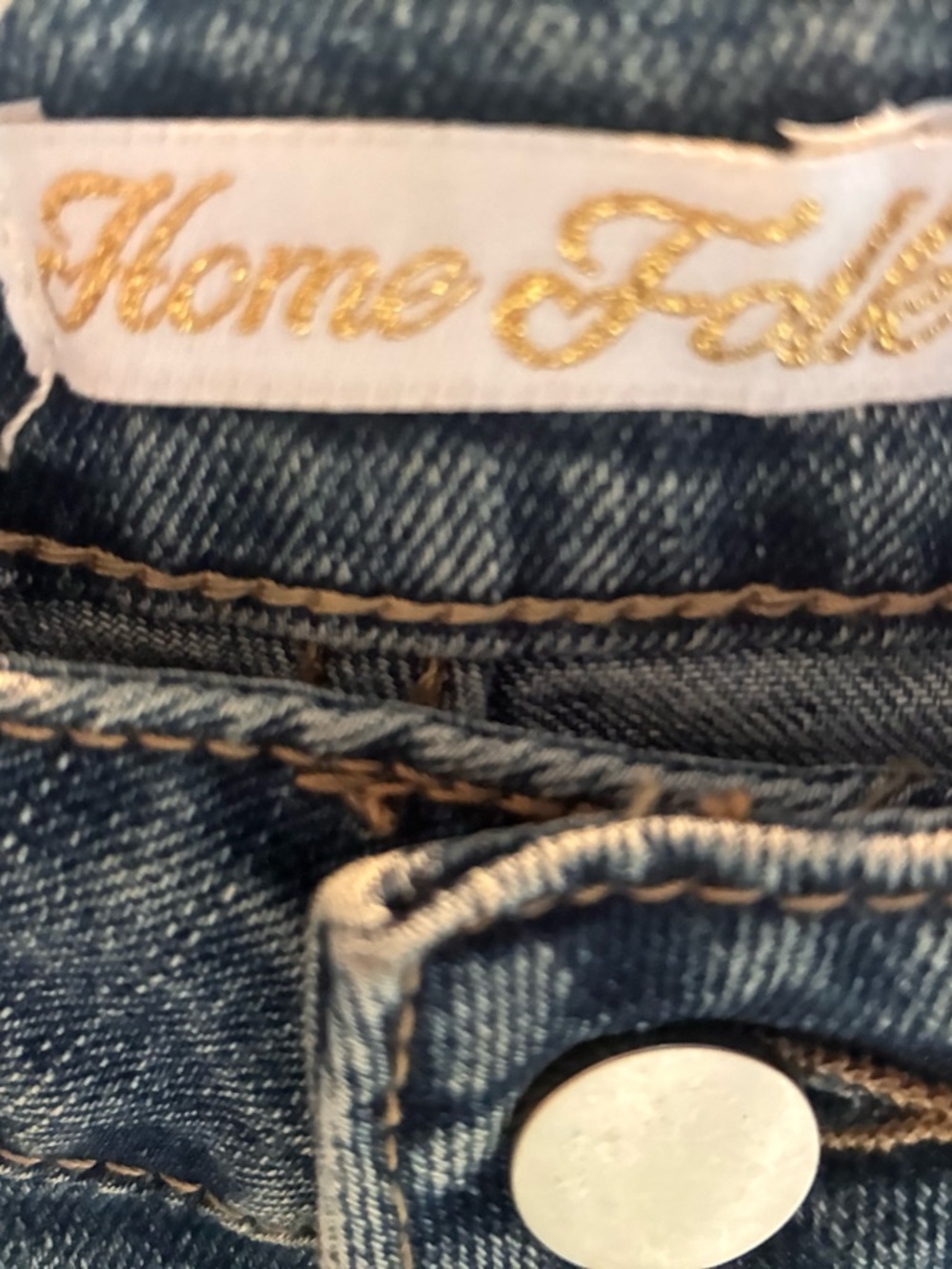 Blue Denim Flare Jeans with Bronze Sequin Insets - Picture 7 of 7
